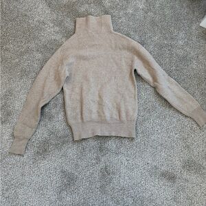 Aritzia Wilfred 100% Merino Wool Light Beige Turtleneck Sweater